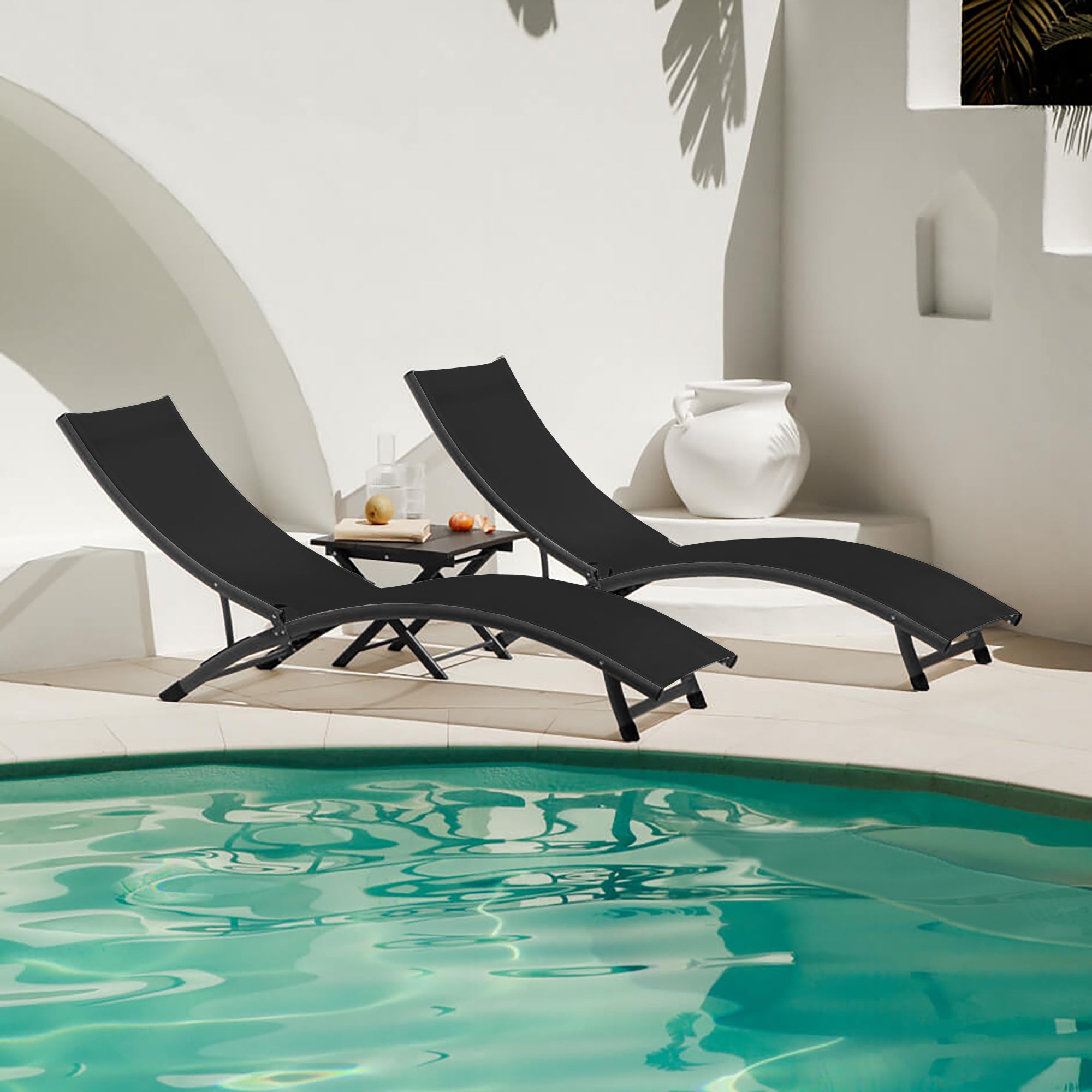 Coral Springs Phifer ® & Aluminum Lounger Set (3pc) - Charcoal Black
