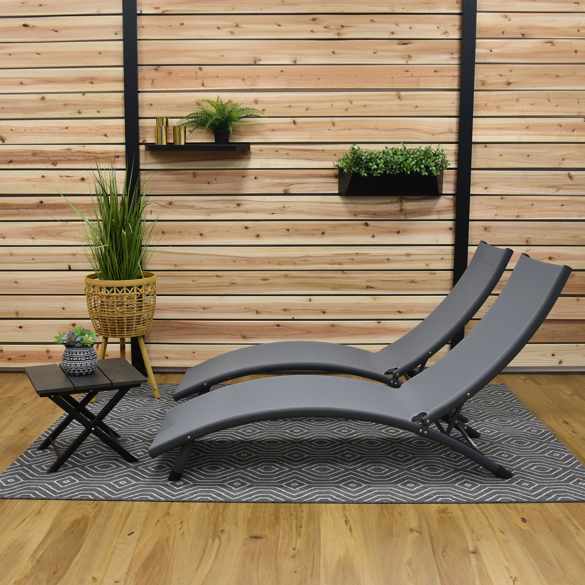 Coral Springs Lounger 3 pc Set - Aluminium Grey on Matte Black