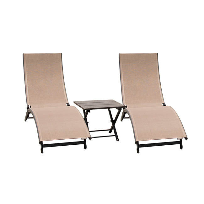 Coral Springs Lounger 3 pc Set - Aluminium Macchiato