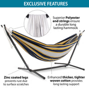 Double Cotton Hammock with Metal Stand Combo (250cm) Serenity
