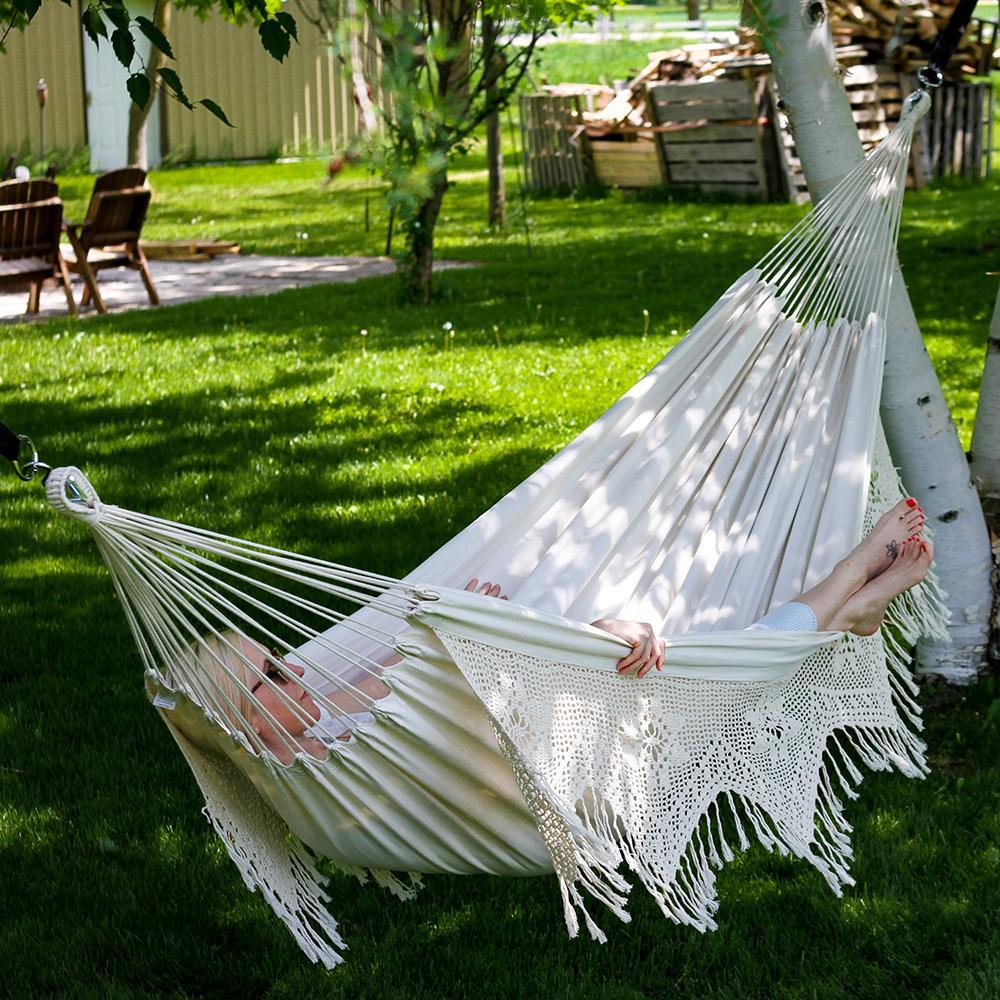 Deluxe Brazilian Style Cotton Hammock (Double) - Natural