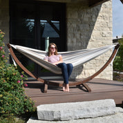 Double Sunbrella® Hammock with Solid Pine Stand (260cm) - Dove