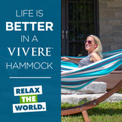 Double Sunbrella® Hammock with Solid Pine Stand (260cm) - Token Surfside