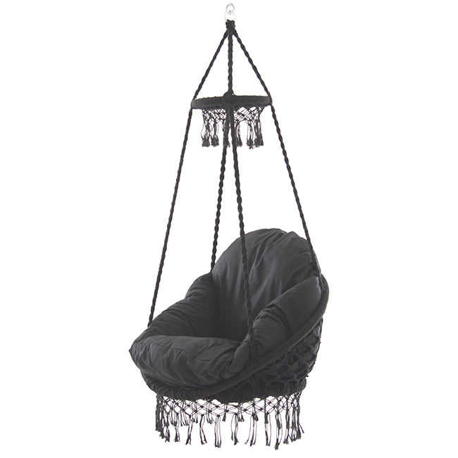 Deluxe Polyester Macrame Chair With Fringe Eclipse