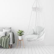 Deluxe Macrame Chair With Fringe - White