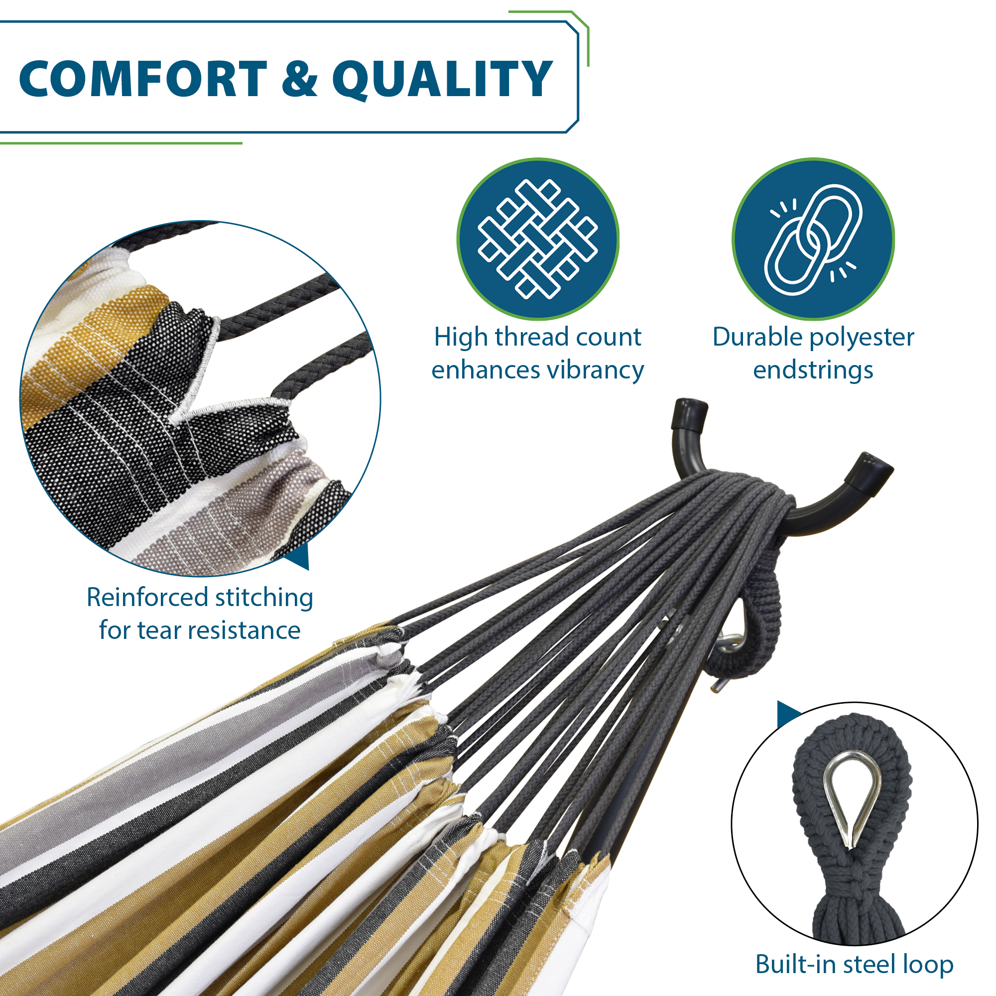Double Cotton Hammock with Stand (250cm) - Desert Moon