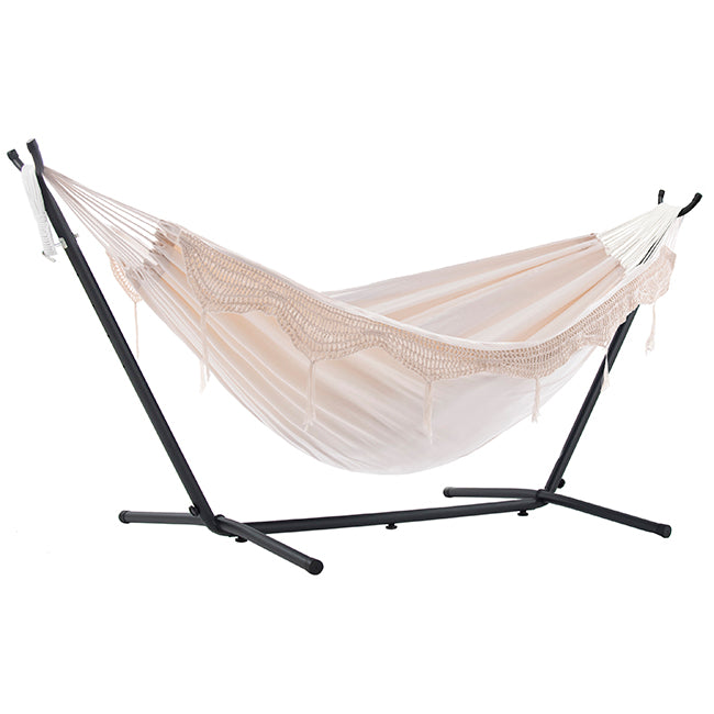 Double Cotton Hammock with Metal Stand Combo (250cm) Natural