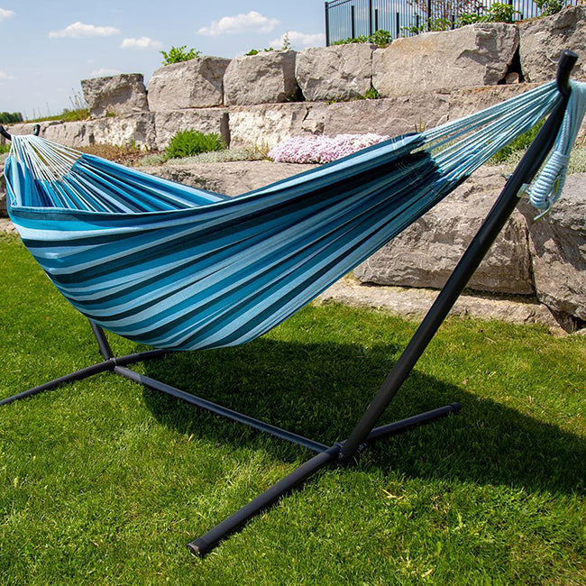 Double Cotton Hammock with Metal Stand Combo (250cm) Natural