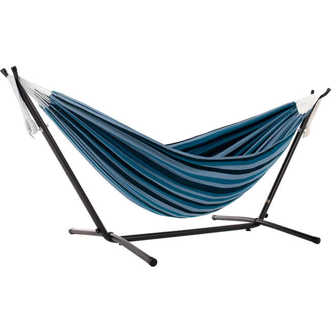 Double Cotton Hammock with Metal Stand Combo (250cm) Blue Lagoon
