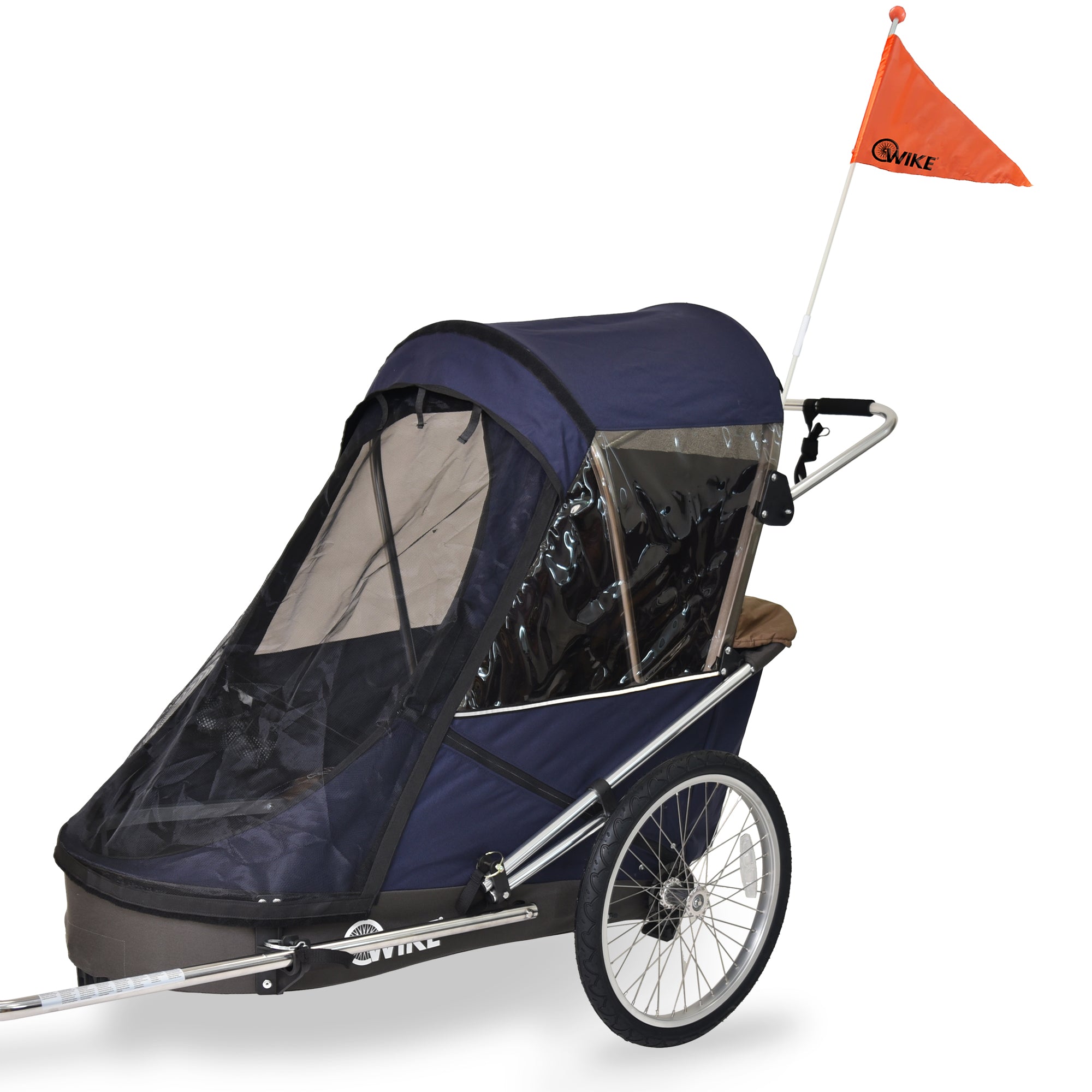 Wike Special Needs Large Bike Trailer with Stroller & Jogging Kit - Navy & Brown