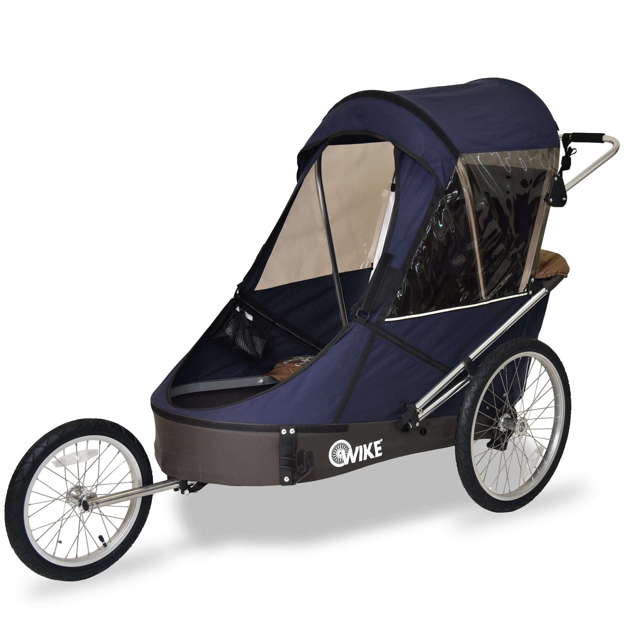 Wike Special Needs Large Bike Trailer with Stroller & Jogging Kit - Navy & Brown
