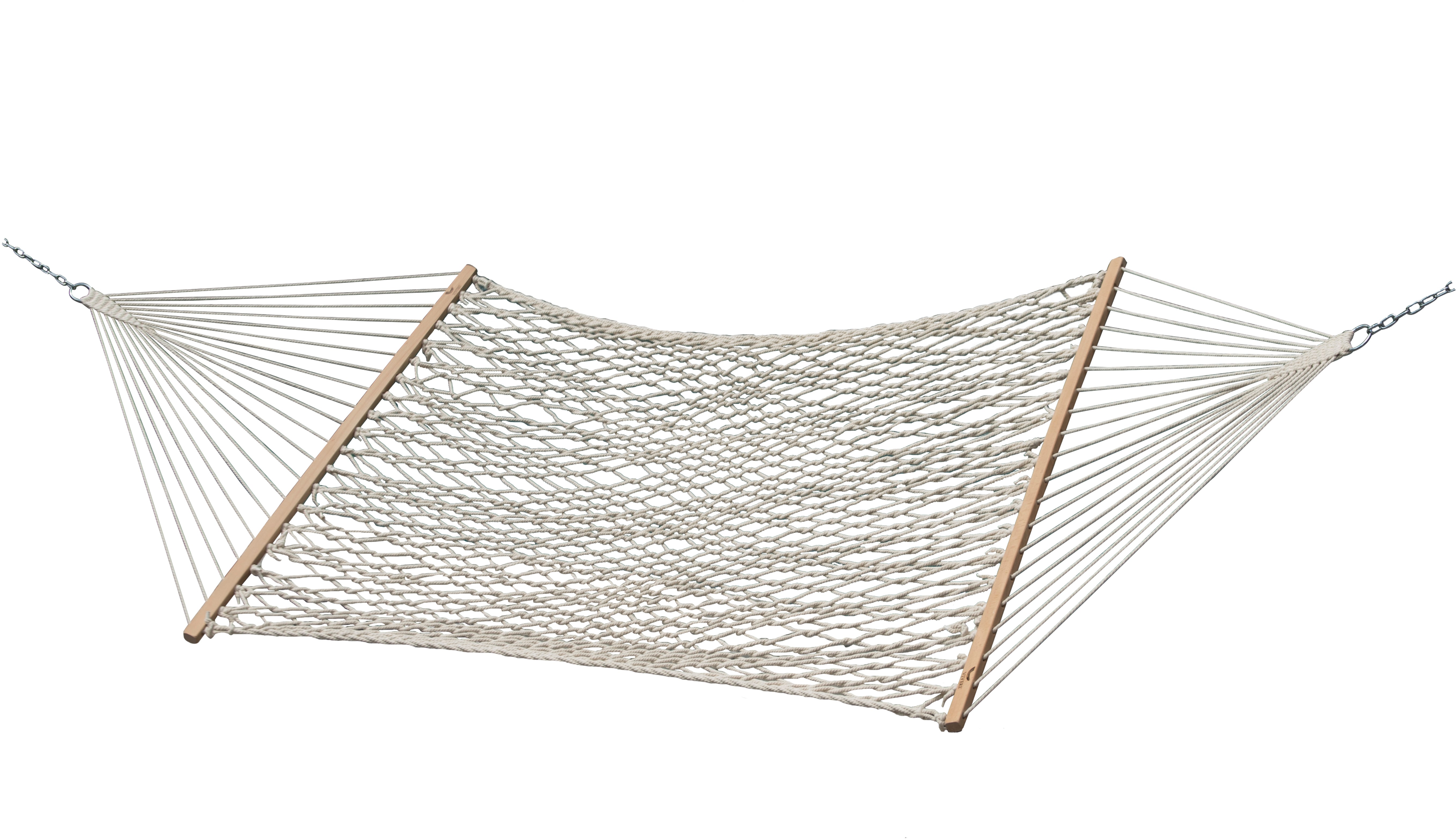 Vivere Double Polyester Rope Hammock - White - 12-ft POLY20